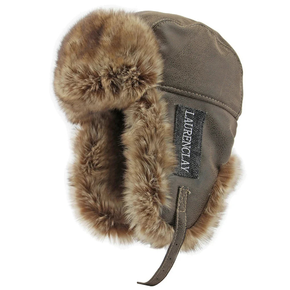 Bomber Hat New Thick Warm Men Women Russian Fur Hat Male Windproof PU Leather Ski Trapper Earflap Cap Winter Hat Ushanka
