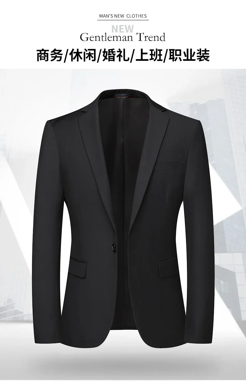 2026 New Arrival Men's Solid Navy Blue  black Blazer Single Breasted Formal Suit Jacket