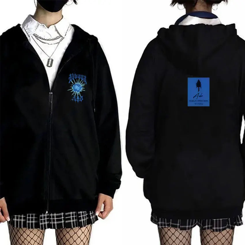 Ado World Tour 2025 Hibana Zipper Hoodie Men Women Clothing Fashion Japanese Style Streetwear Unisex Casual Fleece Zip Up Jacket