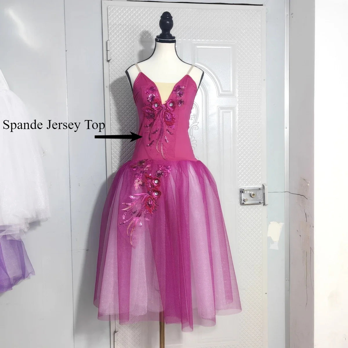Long Ballet Tutu Skirts Flower Lace Dress Performance Costumes Princess Dance Practice Romantic Dress