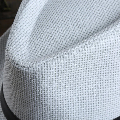 Fashion Men Straw Hat for Women Summer Trendy Beach Sun Hats Solid Color Fedoras Ribbon Casual Cowboy Jazz Cap Gangster Cap Male