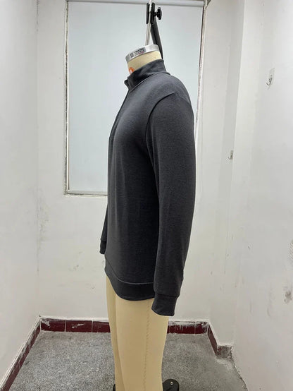Men's Casual Sweater New V-neck Long Sleeve Pullover Outdoor Work Sweatshirts Autumn Lightweight Half Zipper Sweater Winter Top