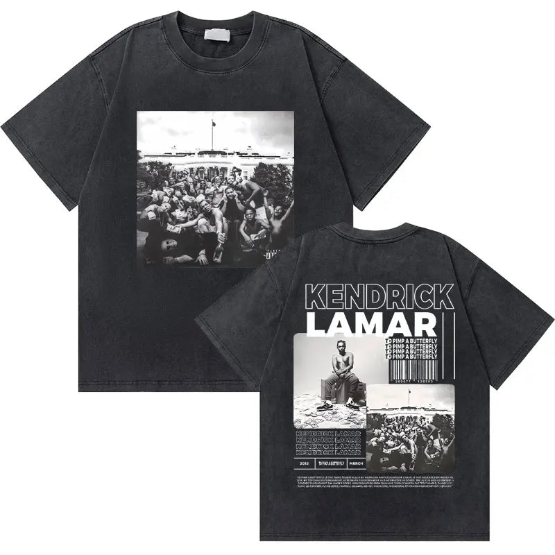 Washed Vintage Rapper Kendrick Lamar Good Kid Money Trees T-shirts Men Hip Hop Retro Oversized Tshirt Male Fashion Trend T Shirt