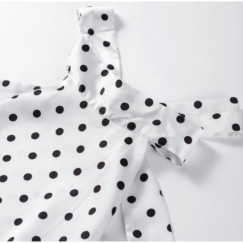 Fashion Lace Up Polka Dot Mini Dress Women Square Collar Short Sleeve Satin Party Dresses2026 Summer Lady Elegant Beach Robe New