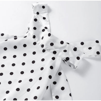 Fashion Lace Up Polka Dot Mini Dress Women Square Collar Short Sleeve Satin Party Dresses2026 Summer Lady Elegant Beach Robe New