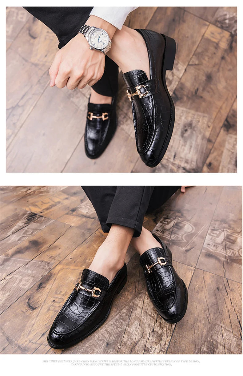 Classic Social Leather Shoes For Men Leather Loafers Wedding Casual Business Brogues Shoes Men Office Leather Men's Dress Shoes