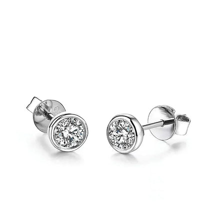 0.3/0.5 Round Cut Lab Diamond Moissanite Stud Earrings For Women Men S925 Sterling Silver Rhodium Plated Earring Wholesale