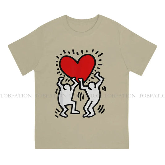 Haring Geometric Graffiti Heart Retro T Shirt Punk Men's Tees Summer Cotton Clothing Harajuku O-Neck TShirt