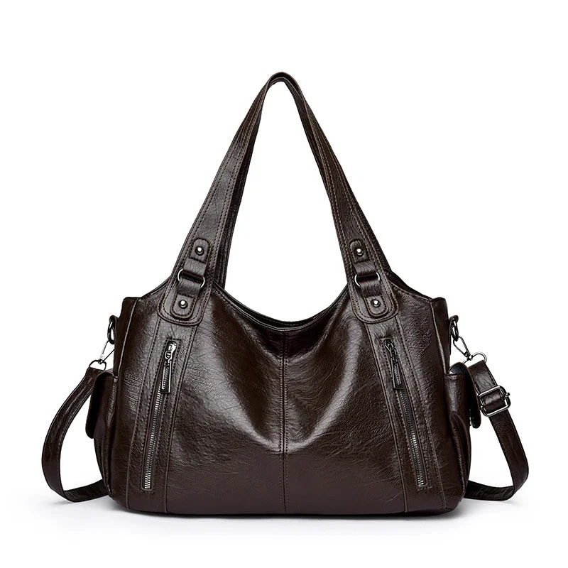 Pu shoulder bag fashionable temperament zipper opening design daily commuter handbag