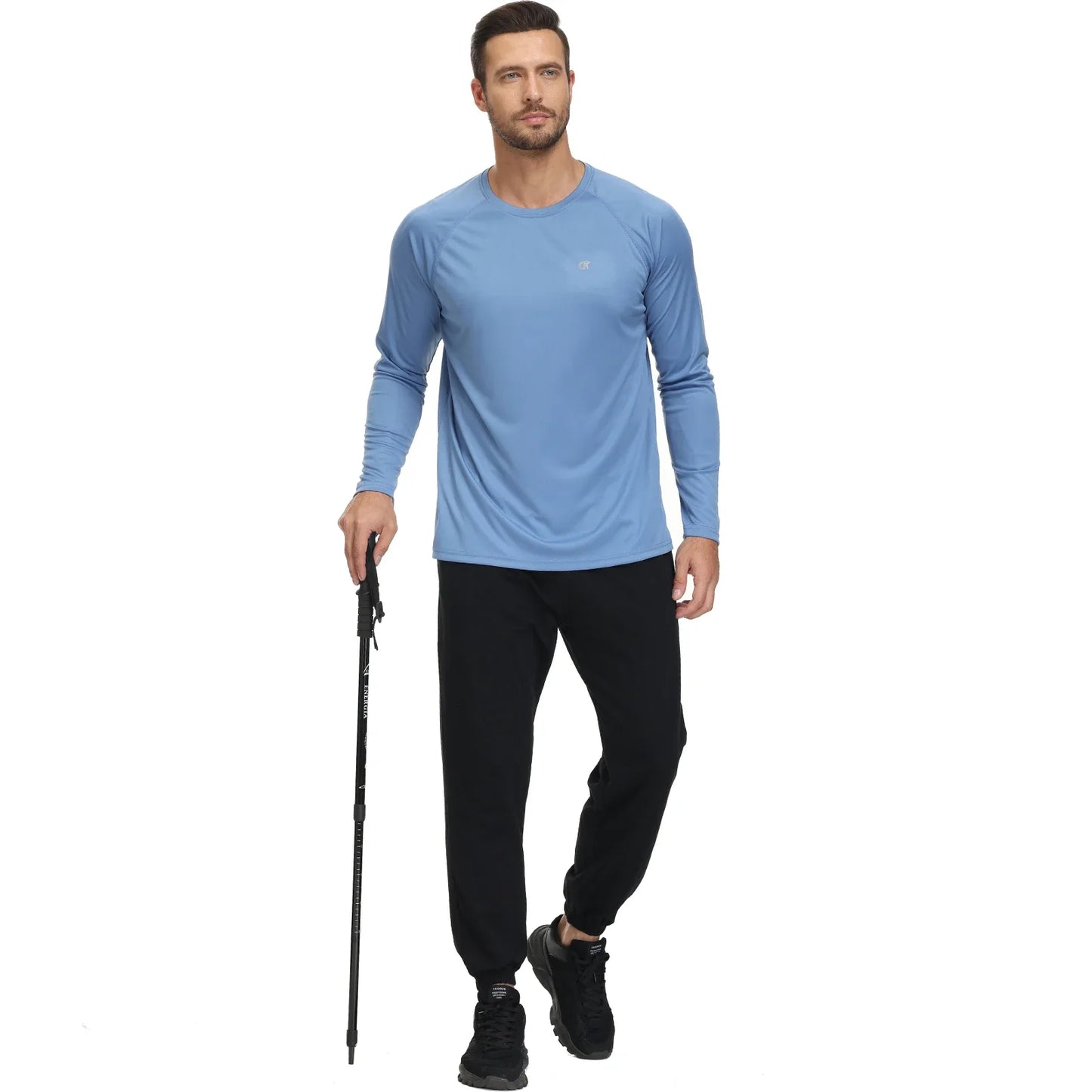 Men UPF 50+ Long Sleeve T-Shirt, Rash Guard Breathable Tops, Pullover Shirt for Sport Fishing Hiking Running Beach Surfing