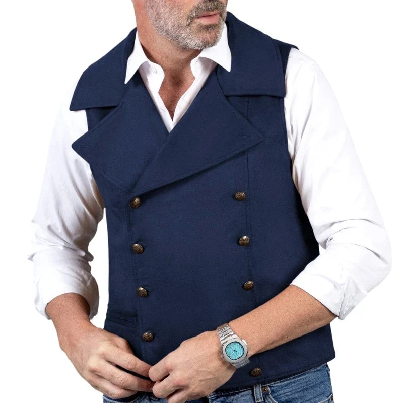 Men Vest Brown Double Button Frosted Velvet Waistcoat For Banquet Birthday Wedding Business Work Formal Set Men Suit Vest