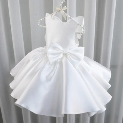 Big Bow Baby Girls Party Dress Toddler 1st Birthday Baptism Princess Kids Dresses for Girl White Wedding Prom Christmas Costumes
