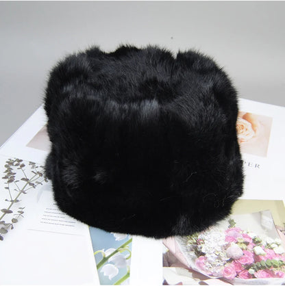2026  Unisex Winter Russian Outdoor 100% Genuine Rabbit Fur Caps Warm Real Rabbit Fur Bomber Hat Natural Quality Rabbit Fur Hats