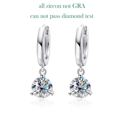 0.5-2CT Brilliant Cut Moissanite Drop Earrings for Women Classic 3 Prong Wedding Fine Jewelry S925 Sterling Silver 100%