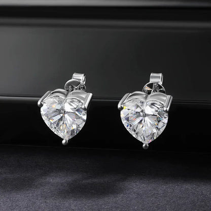 GRA Certified 1-4CT D Color VVS1 Heart Cut Moissanite Earrings For Women 925 Silver Pass Diamond Test Wedding Ear Studs