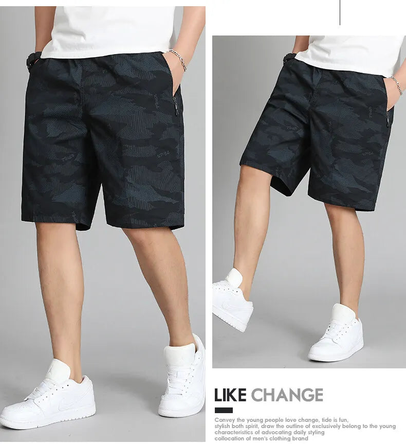 Mens Elastic Waist Casual Shorts Quick Dry Sweat Shorts Relaxed Fit Work Shorts Loose Casual Cotton Running  Short