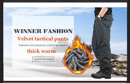 Tactical Fleece Pants Men Winter Outdoor Work Cargo Trousers Thicken Warm Baggy Long Trousers Male Multi-pocket Tactical Pants