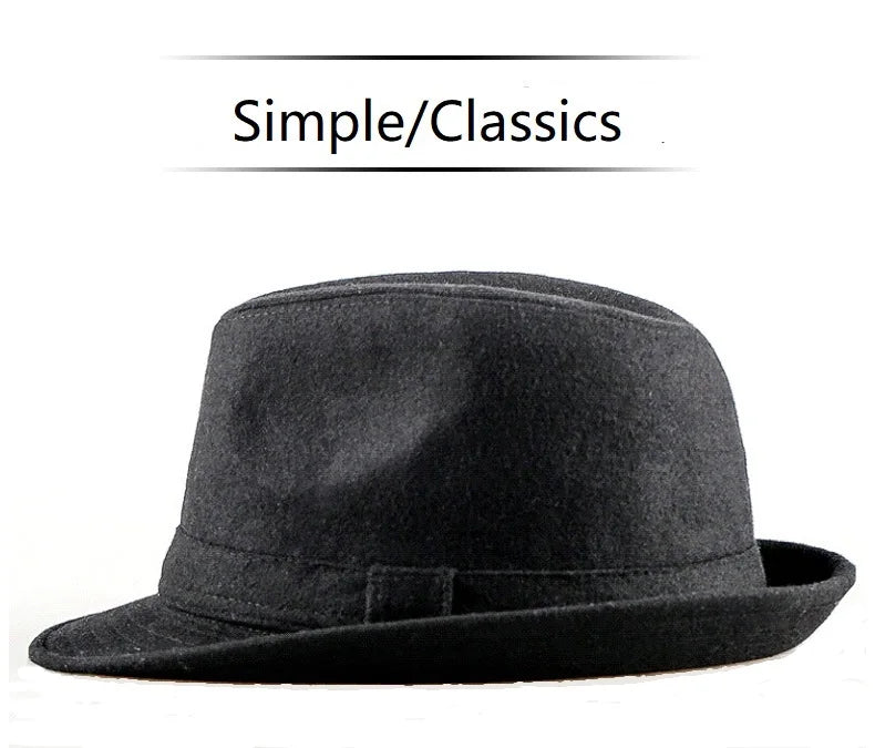 Winter Solid Woollen Fedoras For Men Top Jazz  Hat Adult Bowler Hats Classic Version Chapeau Hats