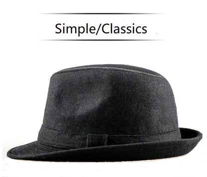 Winter Solid Woollen Fedoras For Men Top Jazz  Hat Adult Bowler Hats Classic Version Chapeau Hats
