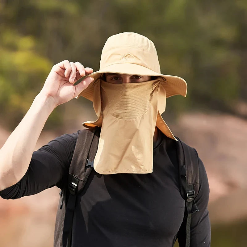 Fisherman's hat, male sun hat, summer outdoor quick drying sun hat, fishing breathable sun hat, female face mask hat