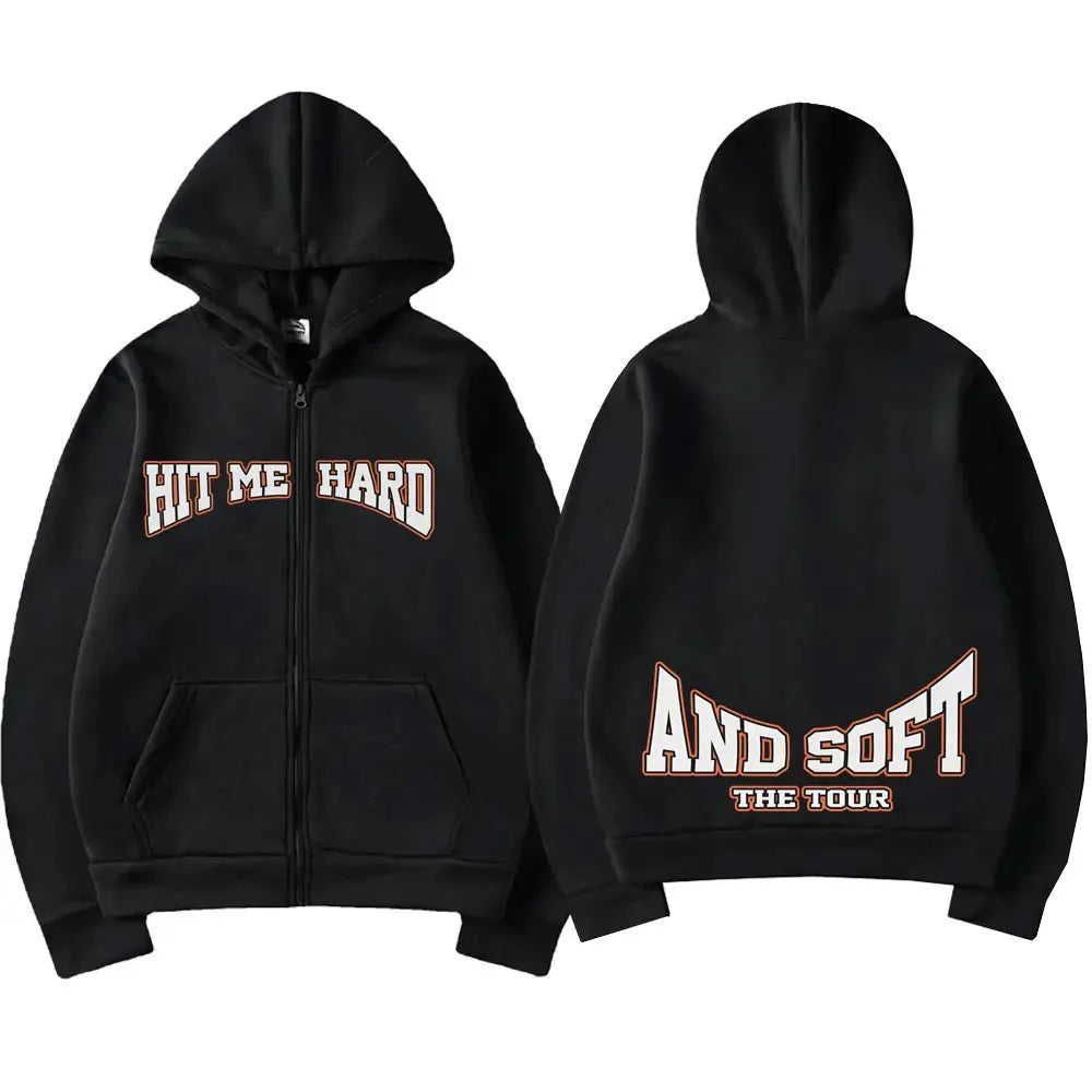 Hit Me Hard and Soft 2025 Tour Zipper Hoodies Men Women Harajuku Pullovers Fashion Hip Hop Zip Up Sweatshirts Jackets Fans Gift