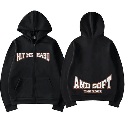 Hit Me Hard and Soft 2025 Tour Zipper Hoodies Men Women Harajuku Pullovers Fashion Hip Hop Zip Up Sweatshirts Jackets Fans Gift