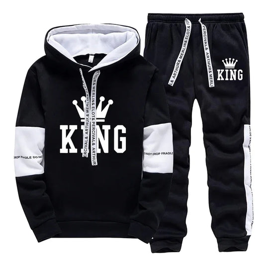 King Printing Mens Tracksuit Hot Sales Casual Hoodie Pants Streetwear Outdoors Mens Clothing Single Piece Sweatshirts Sweatpants