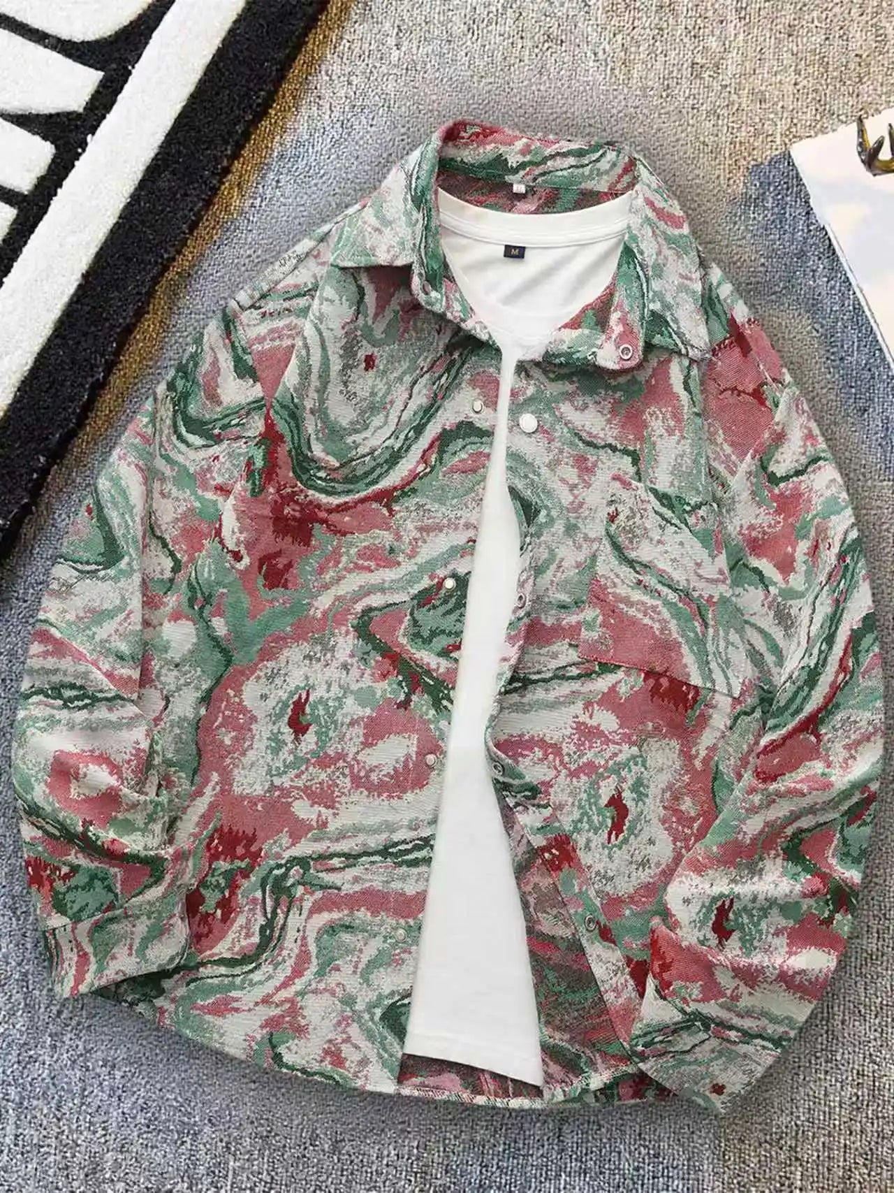 Spring and autumn new ethnic style printed long-sleeve jacket for men, high-end stylish trendy jacket