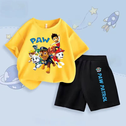 Boys Casual Short Sleeve Tshirt Two Piece Sets Cartoon Printed Kids Shorts Set Children's Breathable Sweatsuit