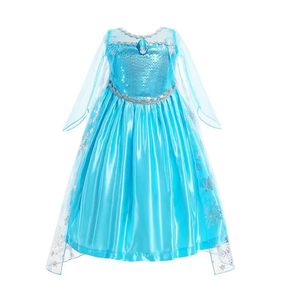 Elsa Dress for Girls Elsa Costume Snow Queen Anna Dress Cosplay Birthday Party Children Kids Carnival Girl Halloween Costume
