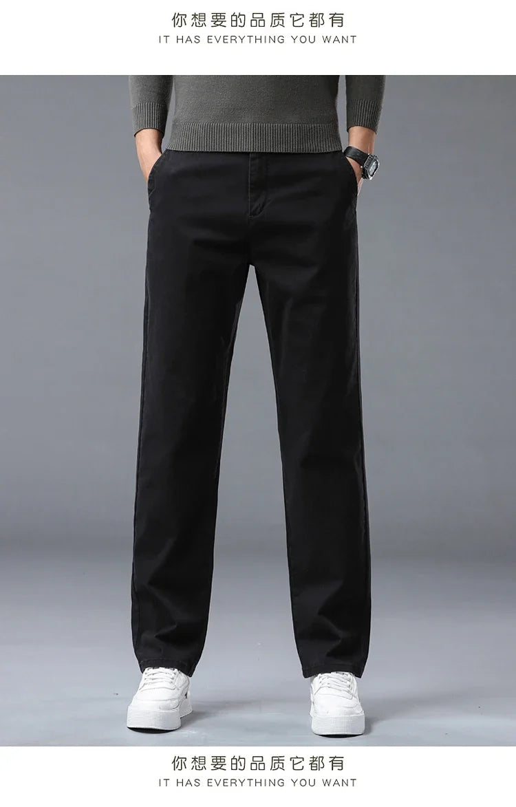 190 Cm Tall Men's Pants Summer Straight Chino Trouser Male Stretch Cotton Office Work Extra Long Leg Length 115 110cm Lengthed