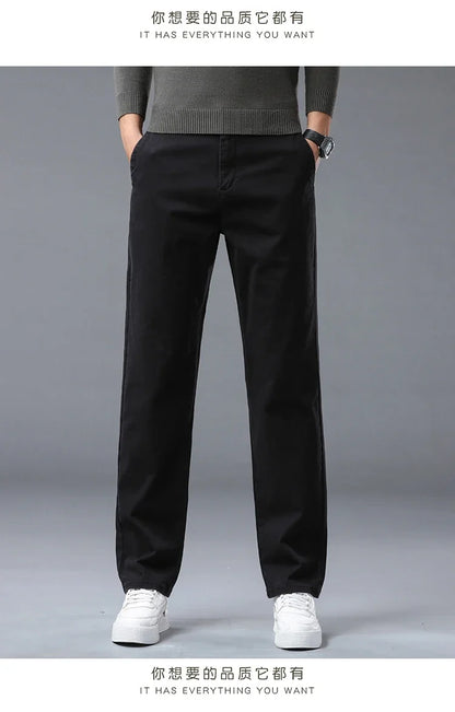 190 Cm Tall Men's Pants Summer Straight Chino Trouser Male Stretch Cotton Office Work Extra Long Leg Length 115 110cm Lengthed