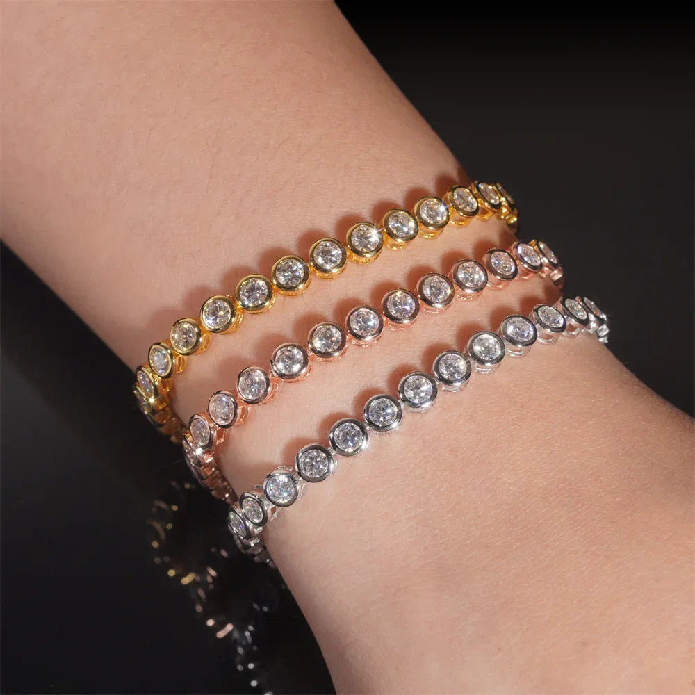 GRA Certified D Color 2-3mm Full Moissanite Tennis Bracelet For Women S925 Silver Plated 18K Bubble Diamond Link Bracelets