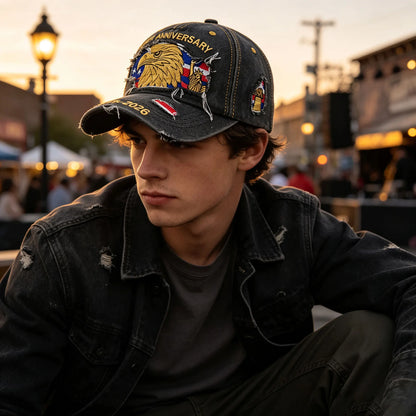 Vintage Distressed American Flag Baseball Cap, 1776-2026 250th Anniversary USA Patriotic Hat, Adjustable Curved Brim Washed Trucker Cap for Men Women