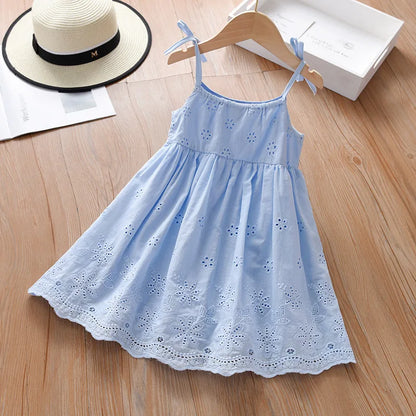 Girls Casual Dresses Lace Embroidered Halter Dress Party Dress for Kids Girl Kids Dresses Wedding Princess Dress