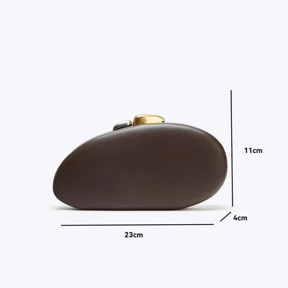 Designer Shell Shape Clutch Bag with Metallic Closure Chain Dinner Purse Women Evening Party Leather Shoulder Crossbody Handbags