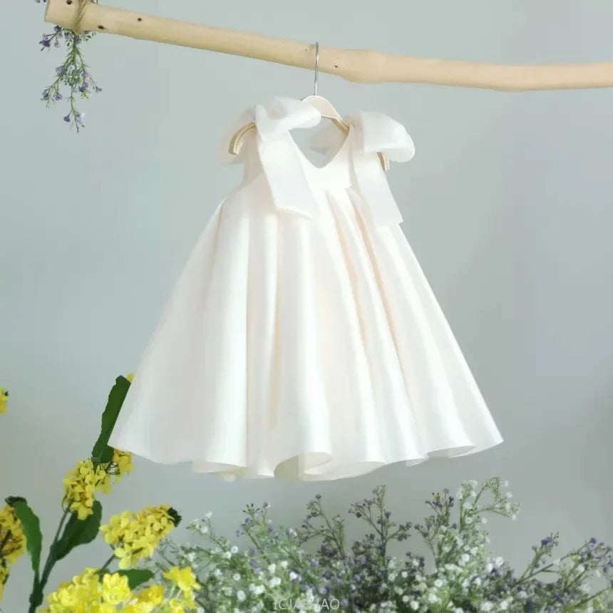 Teen Girl Clothes 2026 White Girls Host Dress Children Gown Costume Kids Summer Performance Outfit Birthday Party Princess Tutu