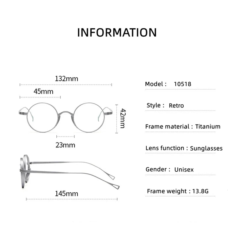 Ultra Light Pure Titanium Myopia Sunglasses Men Vintage Designer Small Round Frame Sunglasses Women Retro Luxury Brand Eyewear
