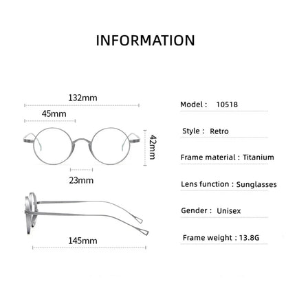 Ultra Light Pure Titanium Myopia Sunglasses Men Vintage Designer Small Round Frame Sunglasses Women Retro Luxury Brand Eyewear
