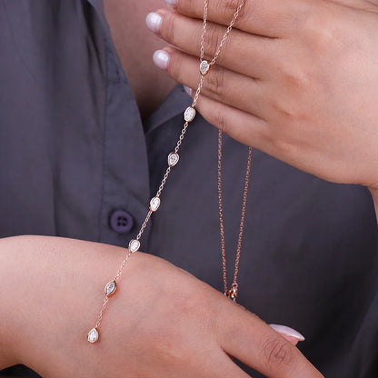Multi Shape Moissanite Lariat Necklace for Women S925 Silver Bezel Set Pear/Oval Marquise Diamond Long Tassel Drop Necklace