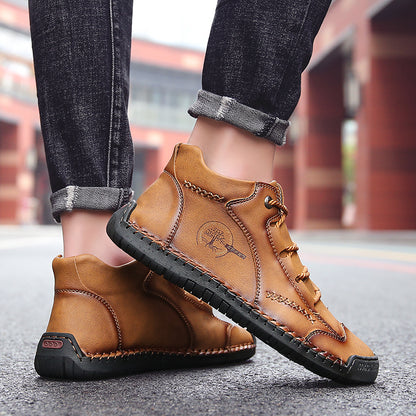 Fashion Men Ankle Boots Handmade Mens Boots Lightweight Mens Designer Boots Outdoor Sneakers Leather Work Boots Plus Size 38-48