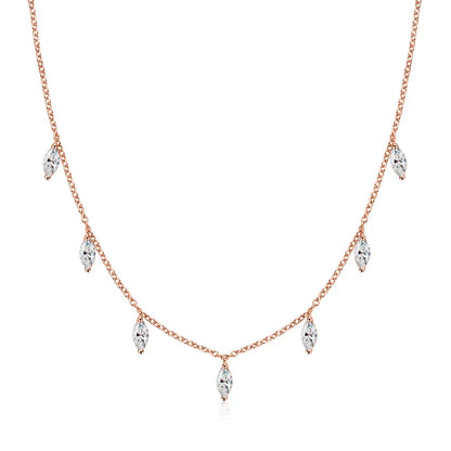 3*6mm 0.3ct Marquise Cut Moissanite Necklace with GRA s925 Sterling Silver Chain Dainty Stacking Necklaces for Women