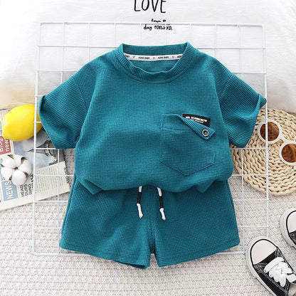 Summer Baby Boy 2pcs Clothes Set Short Sleeve T-shirt And Pants Sport Infant Clothing Kids Children Suit Top Bottoms Outfit