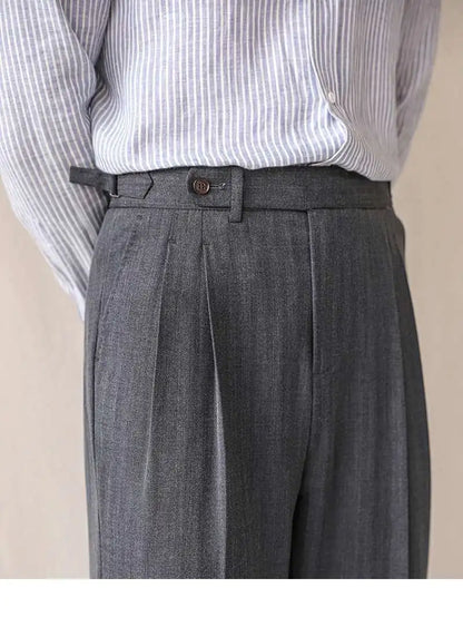 Business High Waist Straight Suit Pants Men British Slim Fit Pants Men Social Trousers Casual Pant Formal Wear Pantalones Hombre