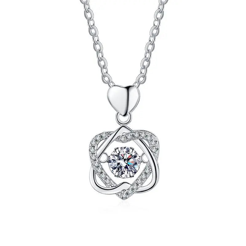 0.5ct GRA Moissanite Necklace for Women  Sparkling Simulated Diamond Pendant Beating Heart S925 Silver Fine Jewelry Gift