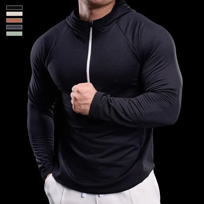 Autumn New Gym Fitness Clothes Men's Training Clothes Long-sleeved Sports Quick-drying Sweatshirts Casual Hooded Fitness Clothes