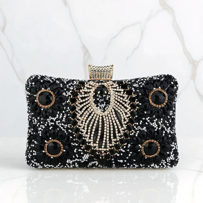 Flower One Side Glitter Tassel Women Evening Bags Diamonds Small Day Clutch Luxury New Chain Shoulder Handbags For Party
