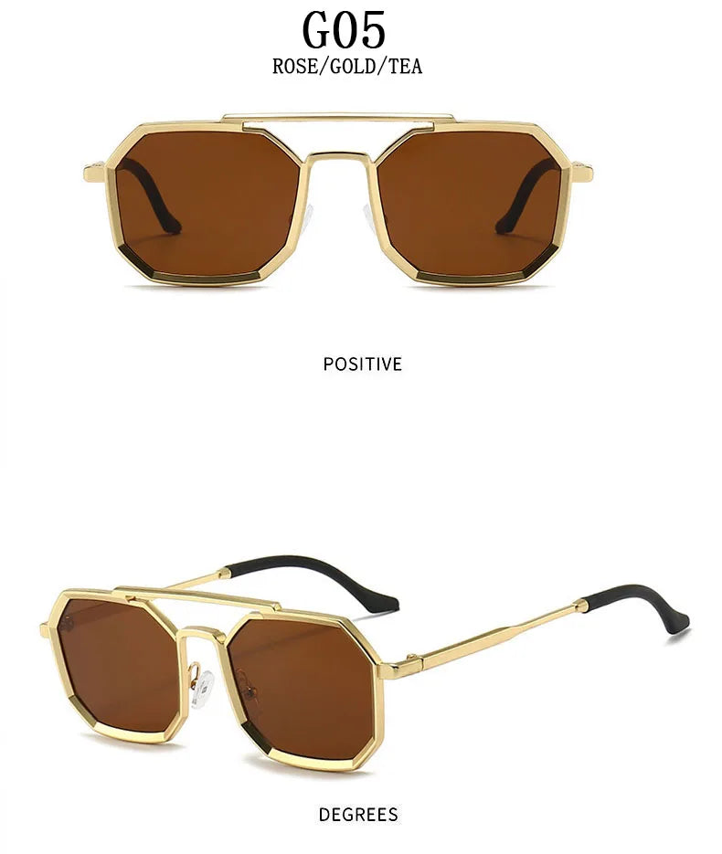Blue Square Sunglasses For Men Retro Metal Steampunk Sunglasses Women Vintage Fashion Glasses Gafas De Sol Hombre Zonnebril Sun