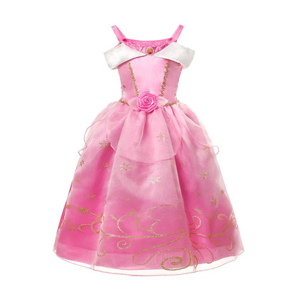 Girls Princess Dress Kids Elsa Anna Snow White Aurora Belle Rapunzel Peach Halloween Costume Children Birthday Party Clothes