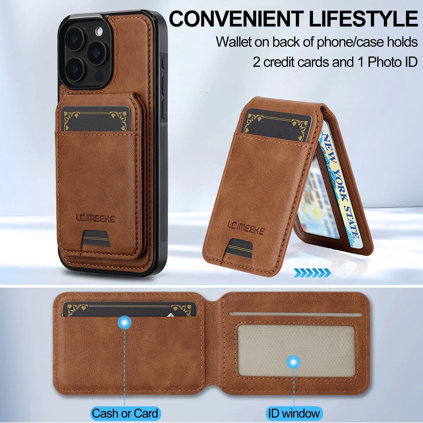 جراب مغناطيسي قابل للفصل 2 في 1 من الجلد لهاتف iPhone 16E 17 1615 14 13 12 11 Pro XS Max Air XR 8 7 Plus SE بغطاء هاتف وجيب للبطاقات